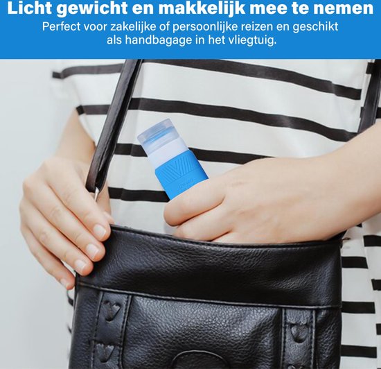 Cailean - Bouteilles de voyage avec étui - 4 Pièces - 100 ml - Barre de recharge - Bagage à main - Silecone - Accessoires de voyage - Ensemble de voyage - Durable - Bouteilles de voyage