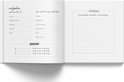 Boek met tekst 'mijlpalen wanneer kon ik' en lijsten om in te vullen, met stippen decoratie.