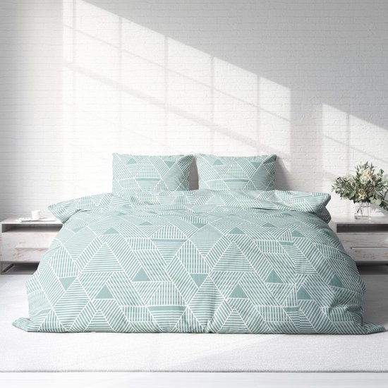 Vision Hugo Beddengoed, omkeerbaar, blauw/denimblauw, dekbedset 240 x 220 cm met 2 kussenslopen, voor 2-persoonsbed, 100% katoen