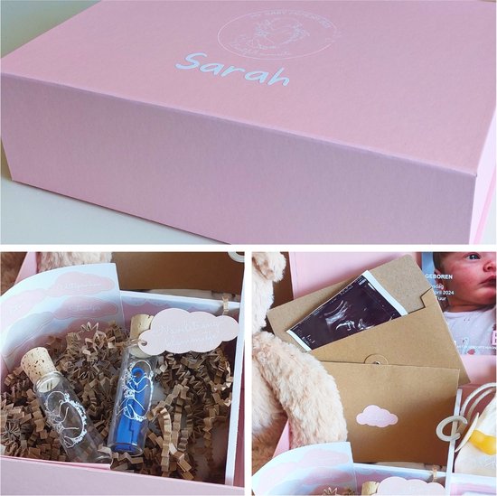 Gepersonaliseerde My Baby Memory Box roze | 30-delig Baby Herinneringen Doos | Kraamcadeau met naam | Baby Geschenkset | Persoonlijk cadeau meisje — afbeelding 2