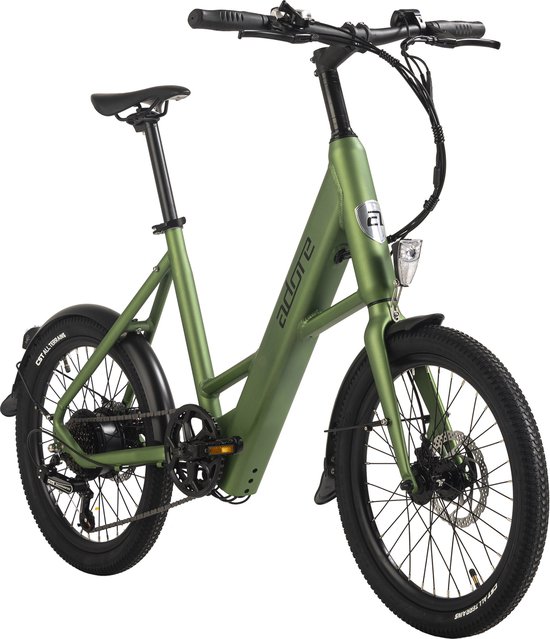 Adore Fiets (elektrisch) ADORE E-Citybike 20” aluminium compacte fiets C-200 Compact Bike achtermotor 45NM / 10,4Ah metallic groen mat - 42 cm