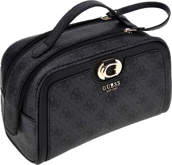 GUESS Trousse de toilette Orlina Double Zip Travel Tote Coal Logo Anthracite