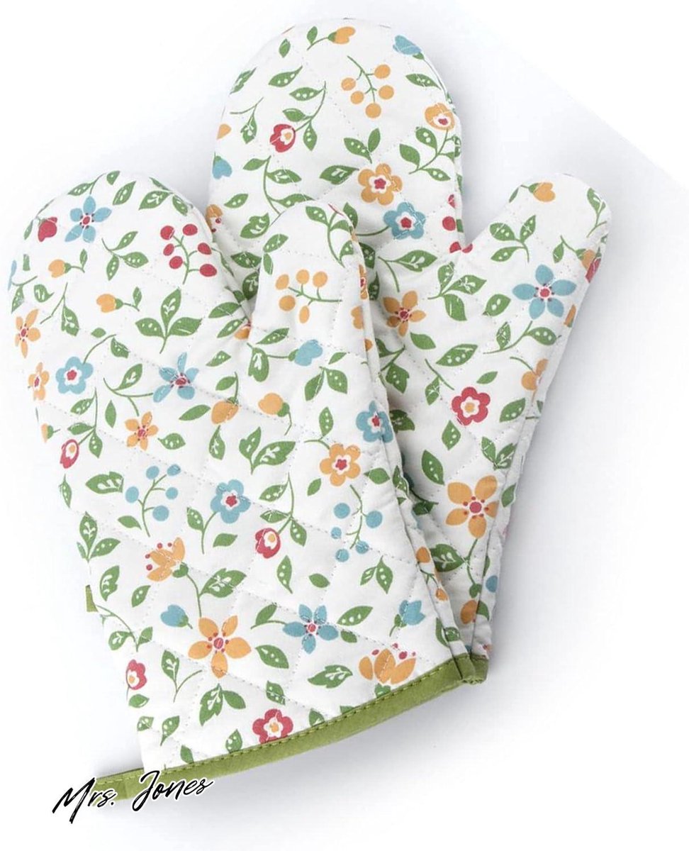 Mrs. Jones Paar Ovenhandschoenen Antislip Bloemengraspatroon Hittebestendige Magnetron Siliconen Roker Extreem Hittebestendig .