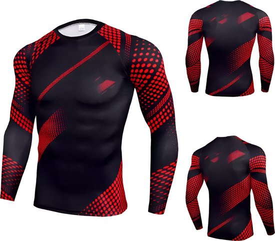 WoYoW® - T-shirt de Sport de compression pour hommes - T-shirt thermique de compression chaude d'hiver - Chaleur et performance - Camouflage rouge - M