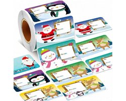 60 stuks Kerst naam cadeau stickers - naamlabels op rol 7x5.7 cm