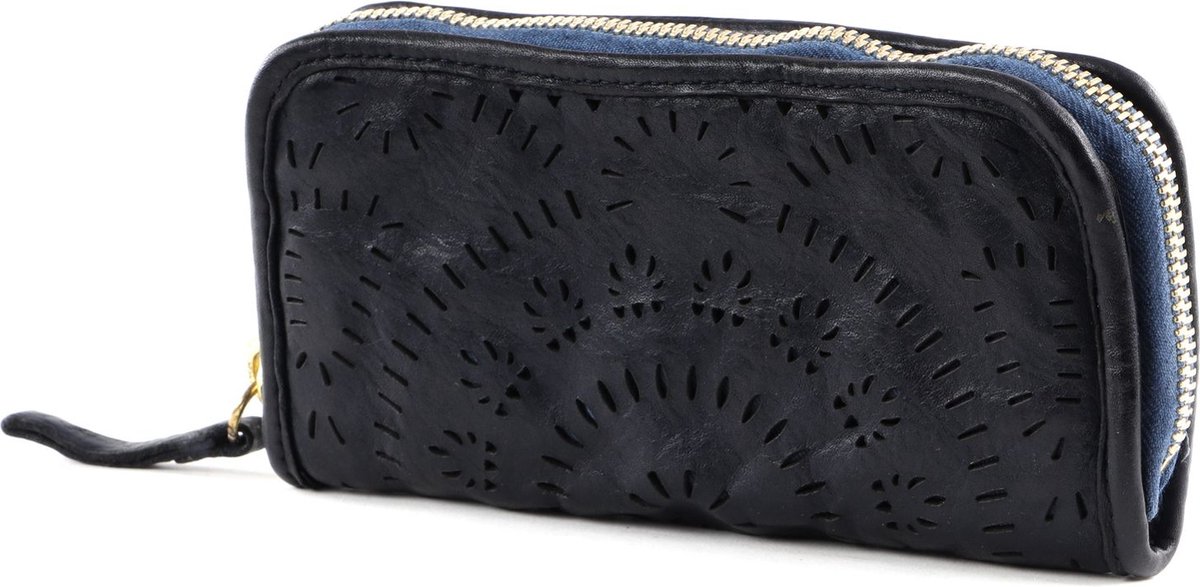 CAMPOMAGGI Leren Portemonnee Wallet Blu Indaco Blauw