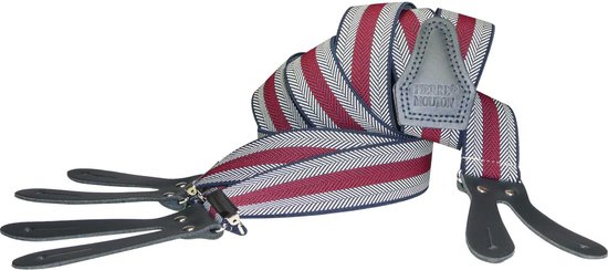 Pierre Mouton - Porte-jarretelles - Adultes - Hommes - Chevron - Porte-jarretelles - avec Cuirs - Rouge - 140cm - 35mm - XL - XXL