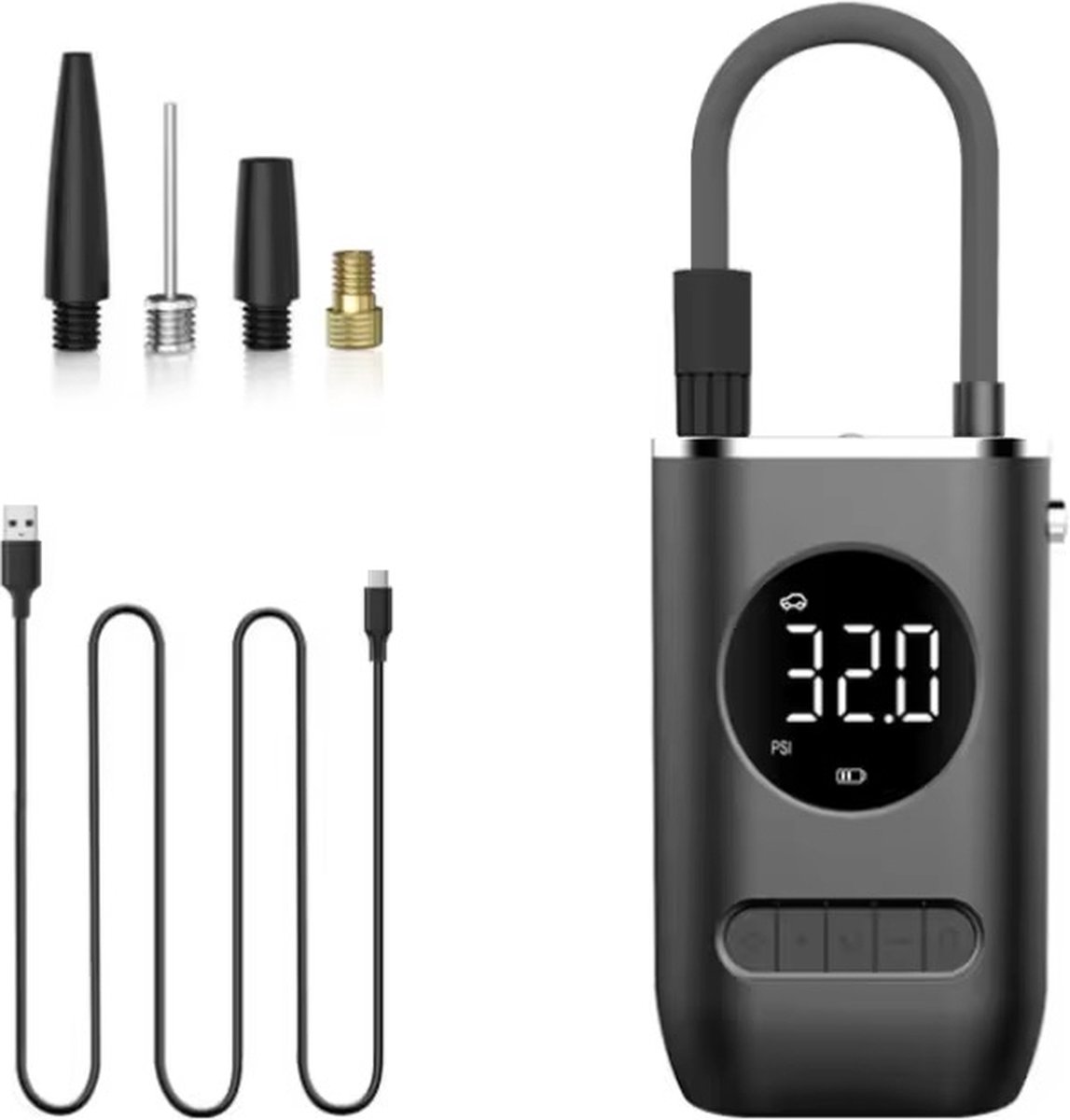 Garpex® Elektrische fietspomp - Scooter Motor Auto - Draagbare luchtcompressor bandenpomp - Tot wel 10.3 bar - USB oplaadbaar