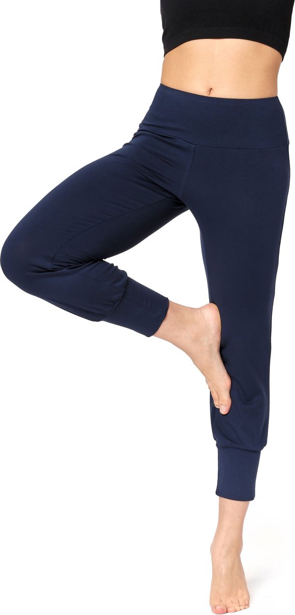 Bellivalini Dames Yogabroek - Sport - Vrijetijdsbroek - Lang - Viscose - Sportbroek - BLV-BLV50-283-YP - Donkerblauw - M