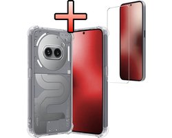 Hoesje - Met Screenprotector - Geschikt voor Nothing Phone (2a) - Sterk & Shockproof - Siliconen Case - Back Cover - Telefoon Hoes - Shock Proof - Transparant