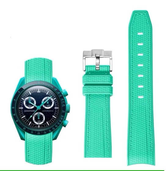 MoonSwatch - Omega - Swatch - Rolex - SEIKO - Speedmaster - Bracelet de montre en caoutchouc parfaitement ajusté - 20 mm - Turquoise