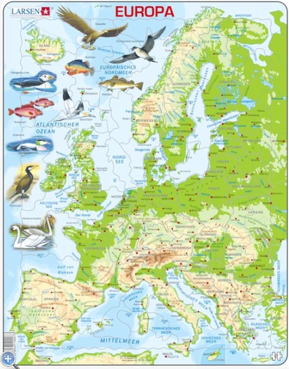 Larsen Rahmenpuzzel - Europa - 87 stukjes.