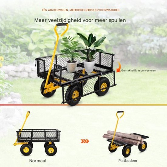 Opvouwbare Transportwagen - 408kg Draagkracht - Strandkar - Handwagen — afbeelding 4