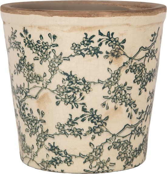 Clayre & Eef Bloempot Ø 17x16 cm Beige Keramiek Bloemen