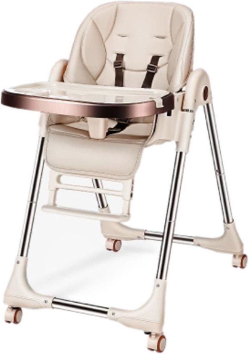Tissy® 2 in 1 Eetstoel / Kinderstoel – Bruin/Beige – Inklapbare eetstoel met speeltafel