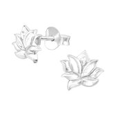 Lotus oorbellen sterling zilver