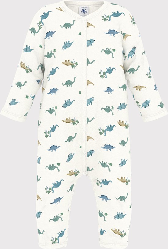 Petit Bateau Katoenen babypyjama zonder voetjes met dinoprint Unisex Boxpak - Wit;Multico