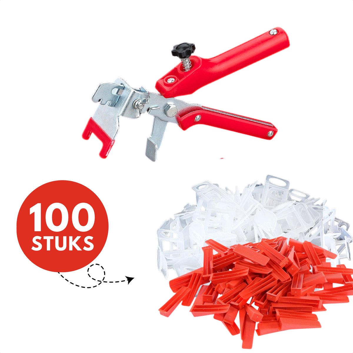 Tegel Levelling Kit 3 mm – Nivelleer systeem Voor Perfect Vlakke Tegelvloeren en -Wanden - Inclusief Clips Wiggen & Tang
