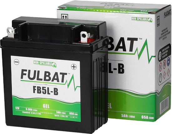 Fulbat FB5L-B Gel 12V 5.3Ah Onderhoudsvrije Motorfietsaccu Scooteraccu VRLA Lekvrij Koudstart 65A