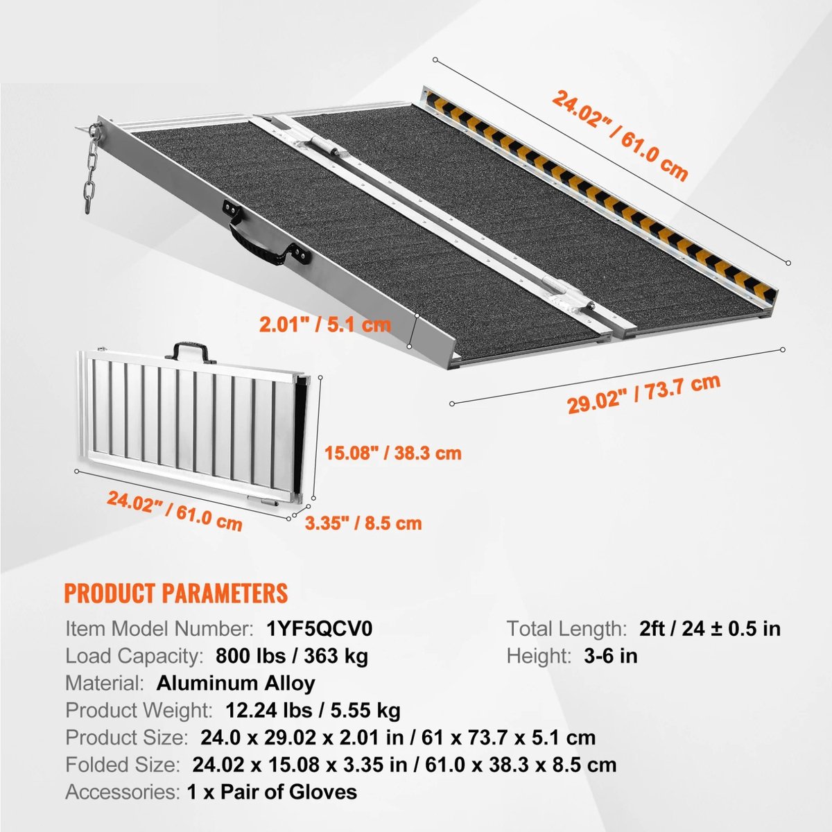 Goedkoopste FIBILA Opvouwbaar Rolstoelhelling - Drempelhelling - Oprijplaat - Drempelhulp - Antislip - Aluminium- 24 - 60 cm