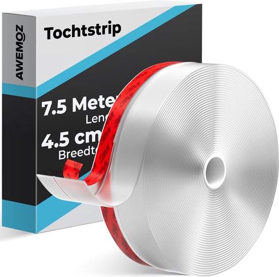 AWEMOZ Tochtstrip 7,5 Meter Lang x 4,5 cm Breed - Tochtstrips voor Deuren - Zelfklevend - Tochtstopper - Tochtrol - Tochtband - Tochtwering - Hoogwaardig Siliconen