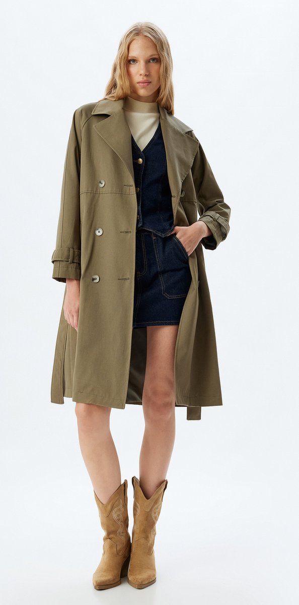 Normaal met epauletten Trenchcoat Creme