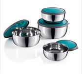 Lot De 4 Saladiers Avec Couvercle Profun - Plastique Sans BPA - Empilables, Micro-ondes Et Lave-vaisselle