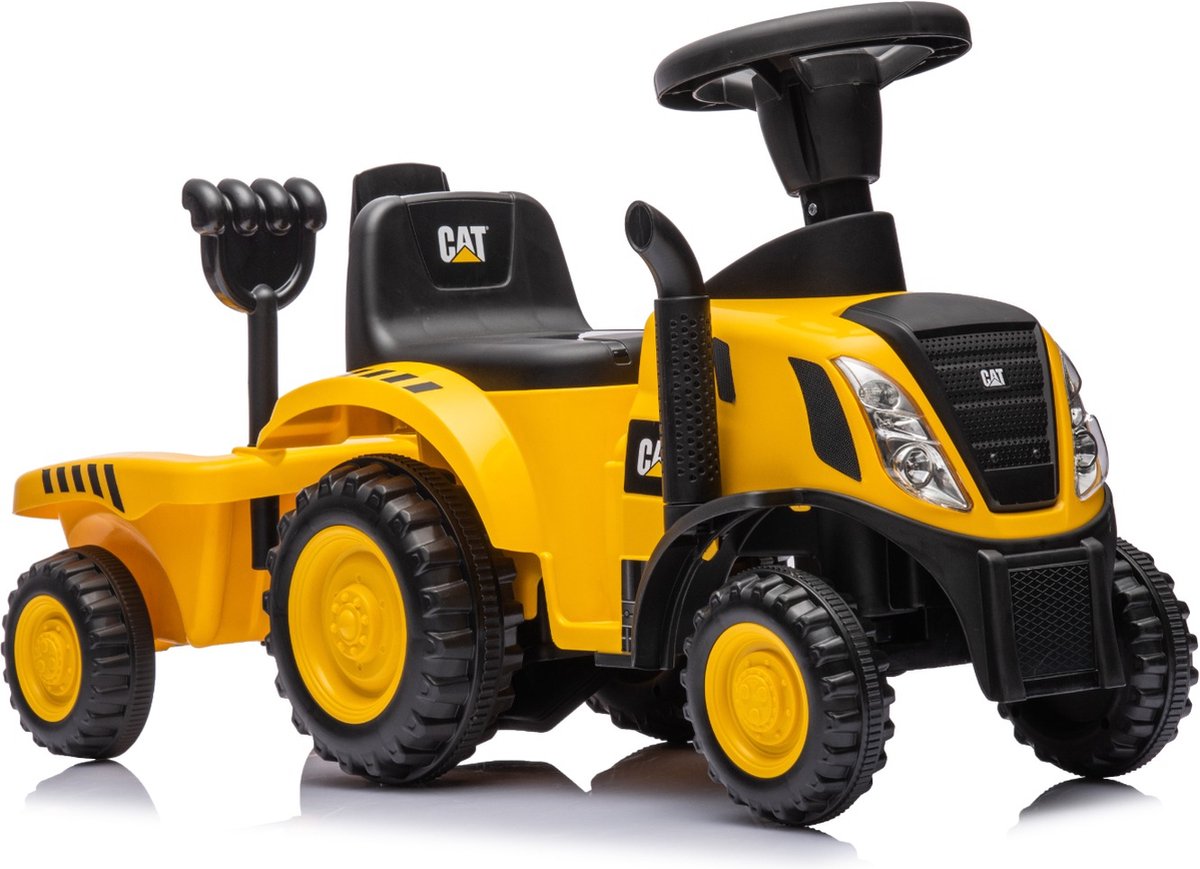 Eco Toys - CAT Tractor Loopauto - Geel/Zwart - Met Aanhanger, Schep & Hark - Claxon & Verlichting - Vanaf 12 Maanden - Max. 25 kg — afbeelding 3