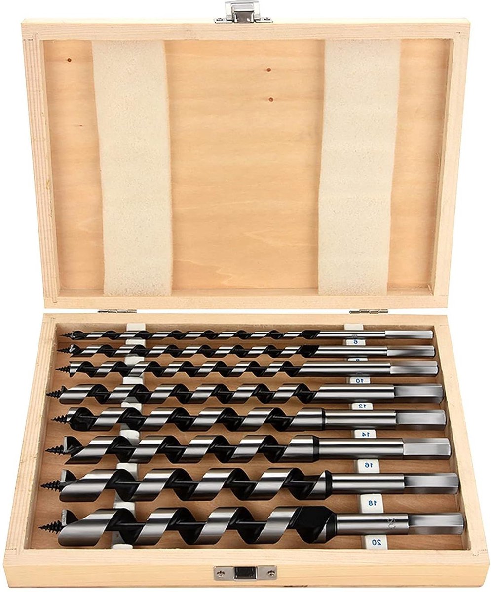 Houtboorset lange balkboor 8-delig 6-20 mm - houtslangenboor spiraalboor - houtbewerkingsgereedschap boormachine 230 mm lengte