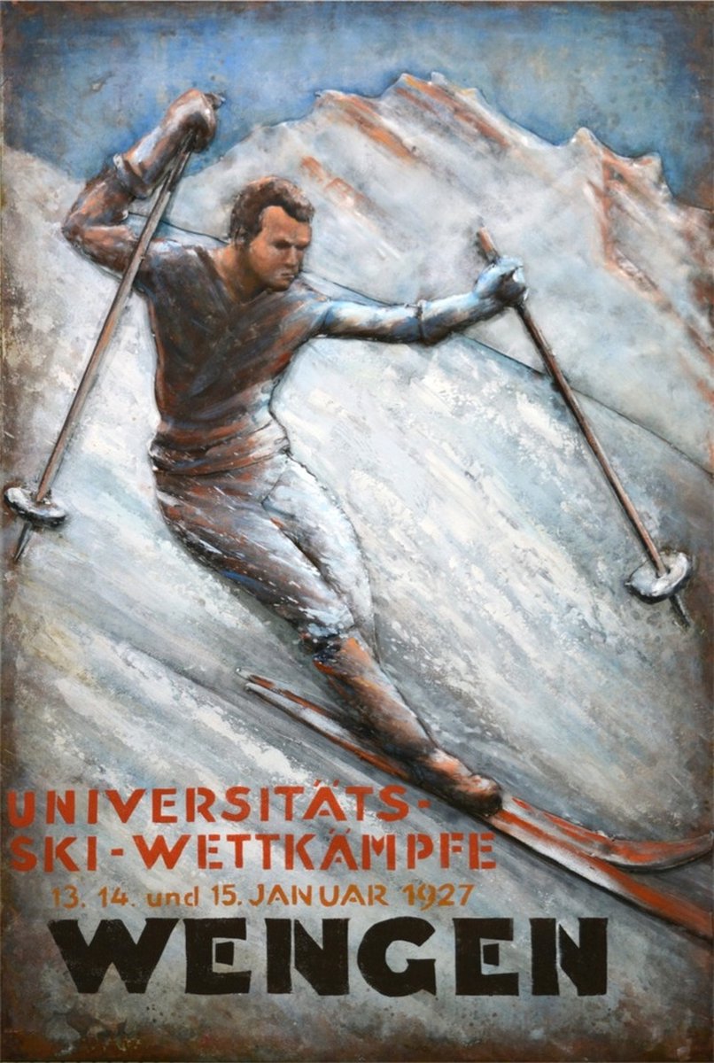 3D Metaalschilderij - Wengen - 80 x 3 x 120 cm