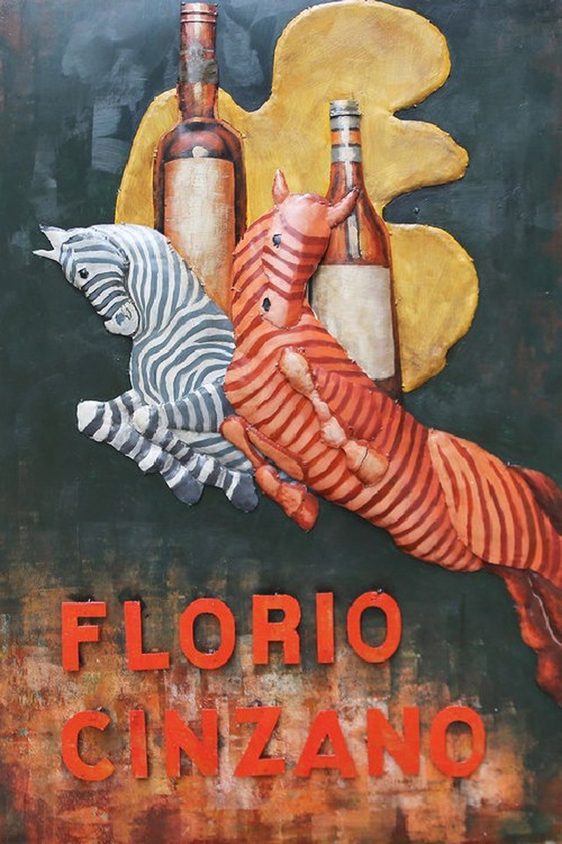 3D Metaalschilderij - Florio Cinzano - 80 x 3 x 120 cm