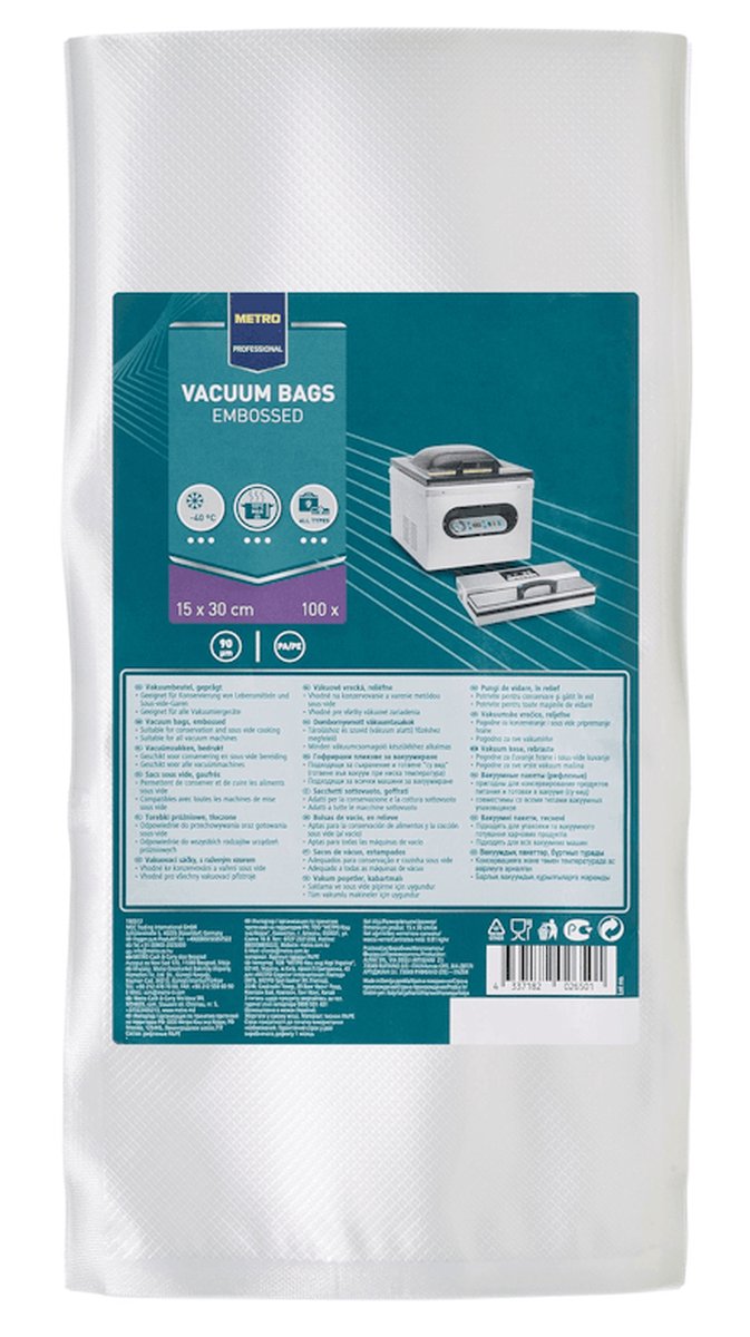 Professionele Vacuumzakken Voedsel met Reliëf - 15x30cm - 100 stuks - Vacumeerzakken - Sous-vide-zakken - Vacuümzakken - Vacuüm opbergzakken
