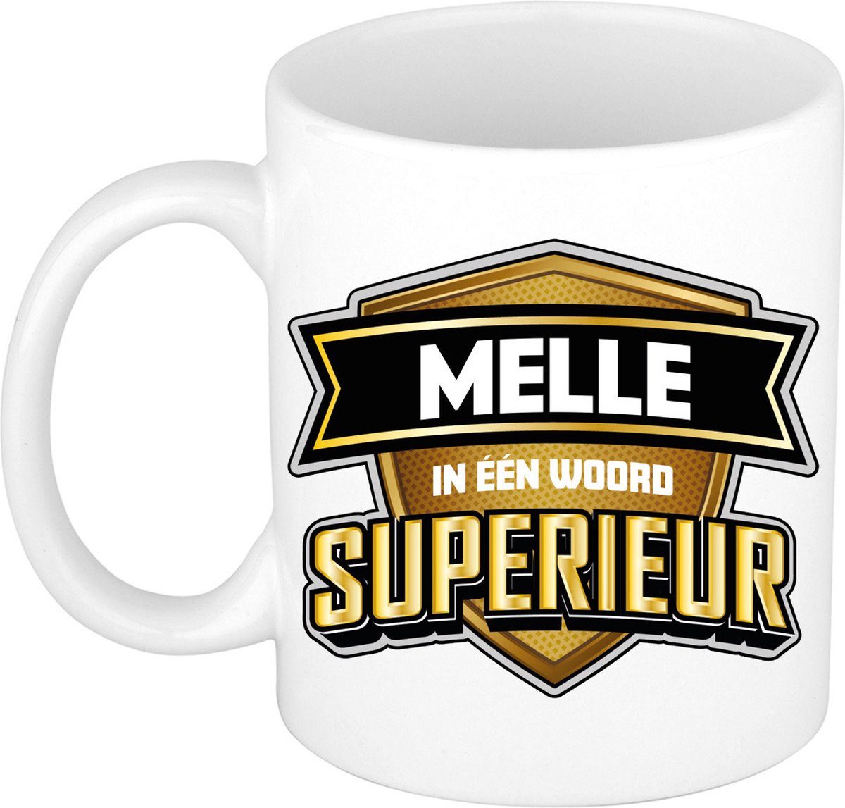 Bellatio Decorations Naam mok Melle - wit - Superieur - keramiek - 300 ml - collega beker - cadeau