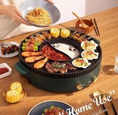 WizBay Premium Select® 2 en 1 Dual Asian Shabu HotPot - Hot pot - Cuisine amusante - 1 Portion de Bouillon - Grill Grill - Gourmet - Fondue au Bouillon, 5 - 8 personnes - 1800W - Électrique - Fondue Chinoise - Antiadhésive Basse - Ronde 42cm
