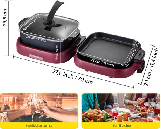 Electrische Multipan - Party Pan - 2000W - Draagbaar - Opvouwbaar — afbeelding 4