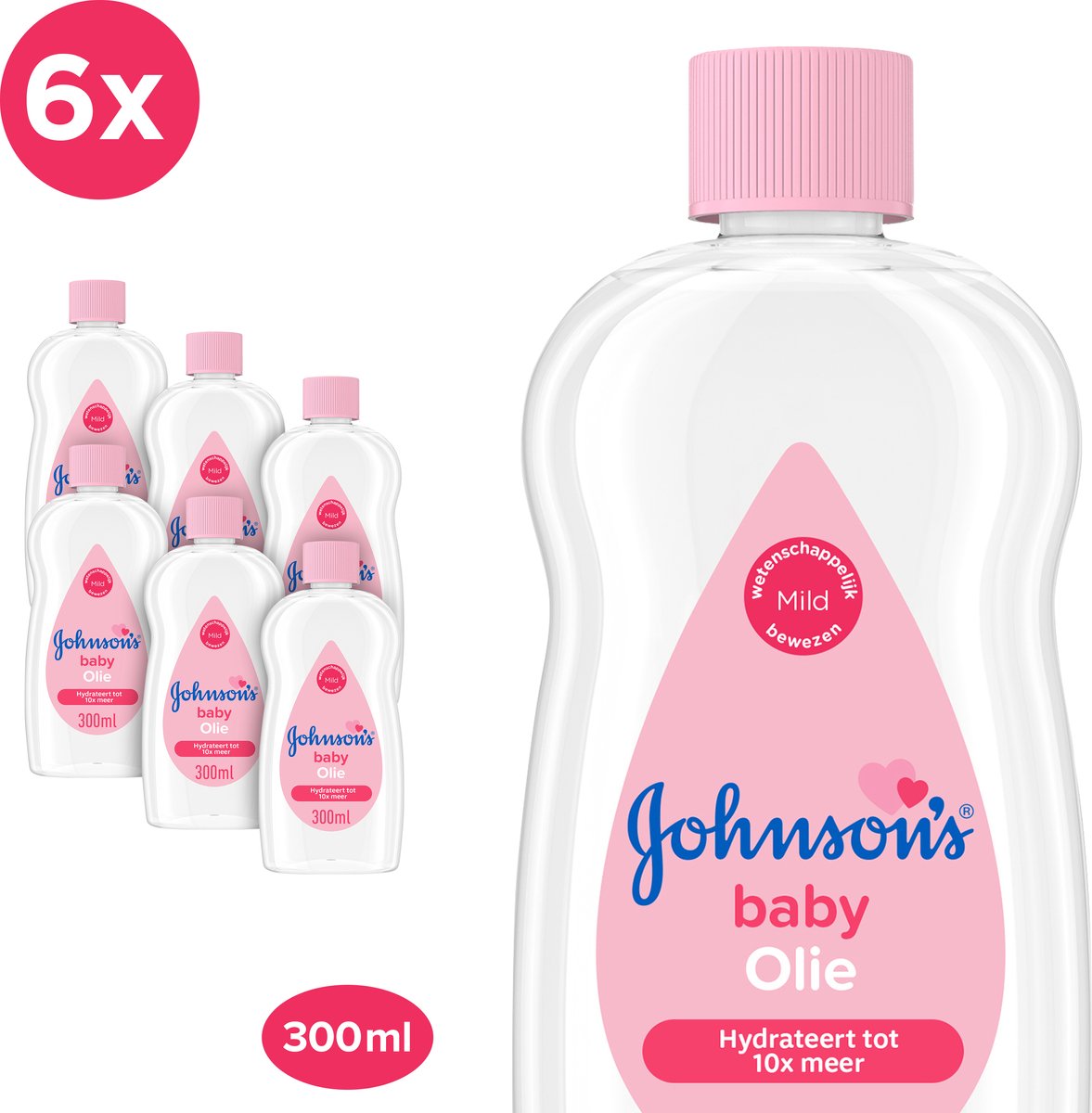 Goedkoopste Johnson’s Babyolie, hypoallergeen & dermatologisch getest, pH ideaal voor baby’s fijne huid en klinisch mild bewezen, zonder parabenen, alcohol en ftalaten, 6 x 300 ml