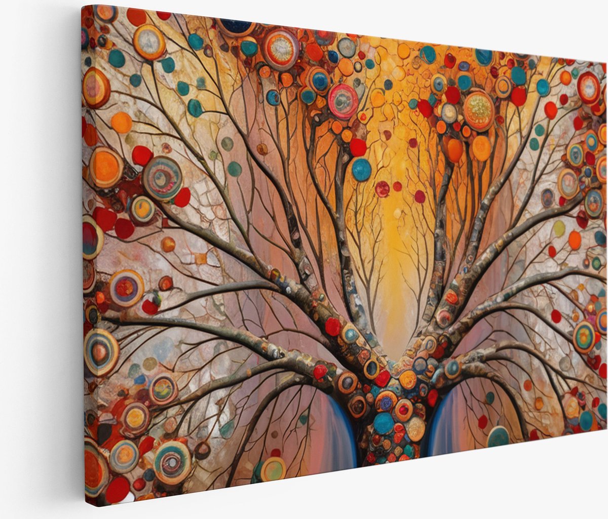 Saammp Muurcirkel Hout - Kind Heart - Goud - Quote - Ø 80 - Wandcirkel - Wanddecoratie Cirkel - muurdecoratie Woonkamer - Slaapkamer decoratie - Rond Schilderij