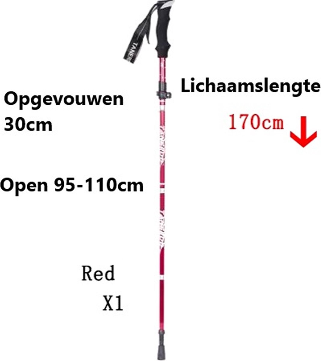 [Flexpert] [Tanerdd] [wandelstokken verstelbaar] [hiking stokken] [rood]