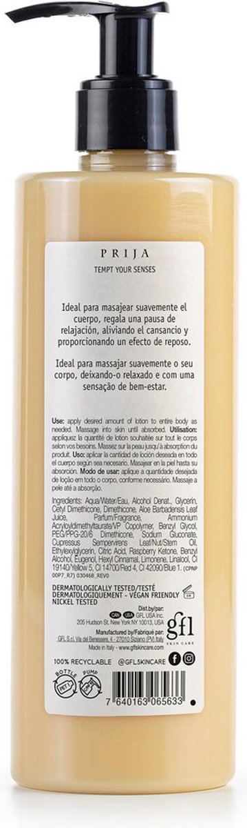 Goedkoopste Prija Ontspannende Massagelotion - Anti-Stress Body Lotion met Aloë Vera & Essentiële Cypresolie - Diepe Hydratatie, Ontspanning en Kalmerende Geur - Milieuvriendelijke Verpakking (370 ml