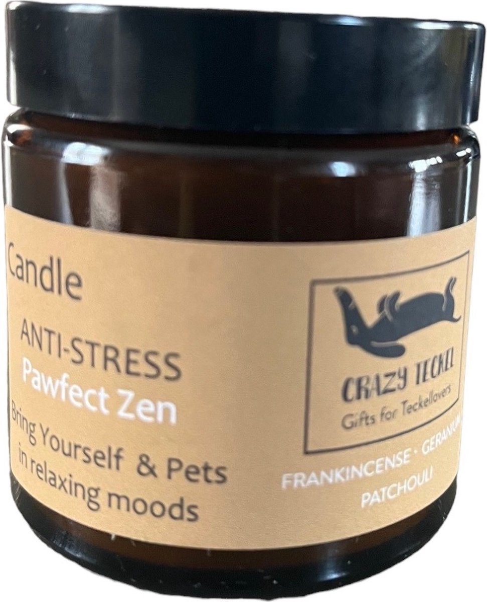 Goedkoopste Teckel - anti-stress - pawfect zen - geurkaars - diervriendelijk - essentiële etherische oliën - 100 natuurlijk - biologisch - geurcosmetica - parfum - geur - kaars (120ml) - frankincense | geranium | patchouli