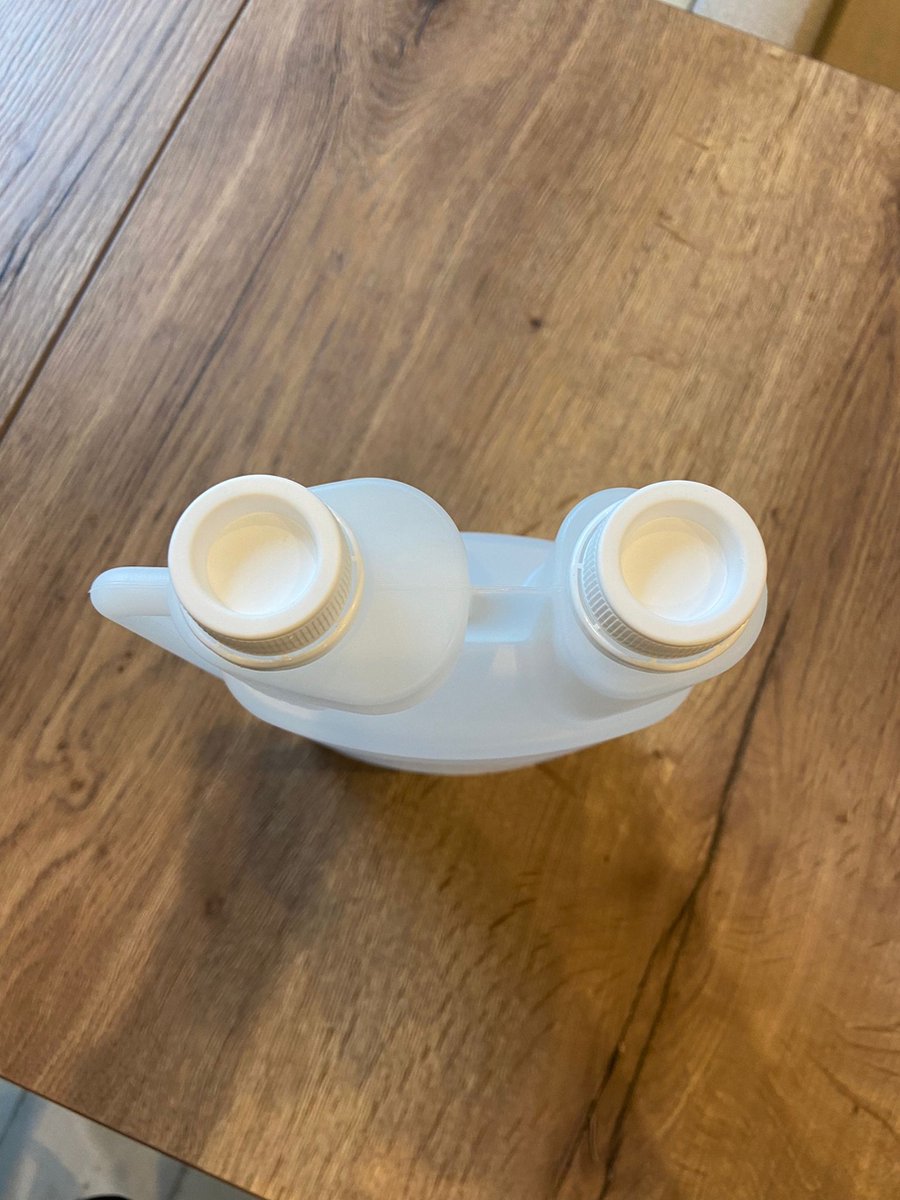 3 Stuks Dubbele Hals Doseerfles van PEHD, 1 x 1 liter Ongevuld met 100