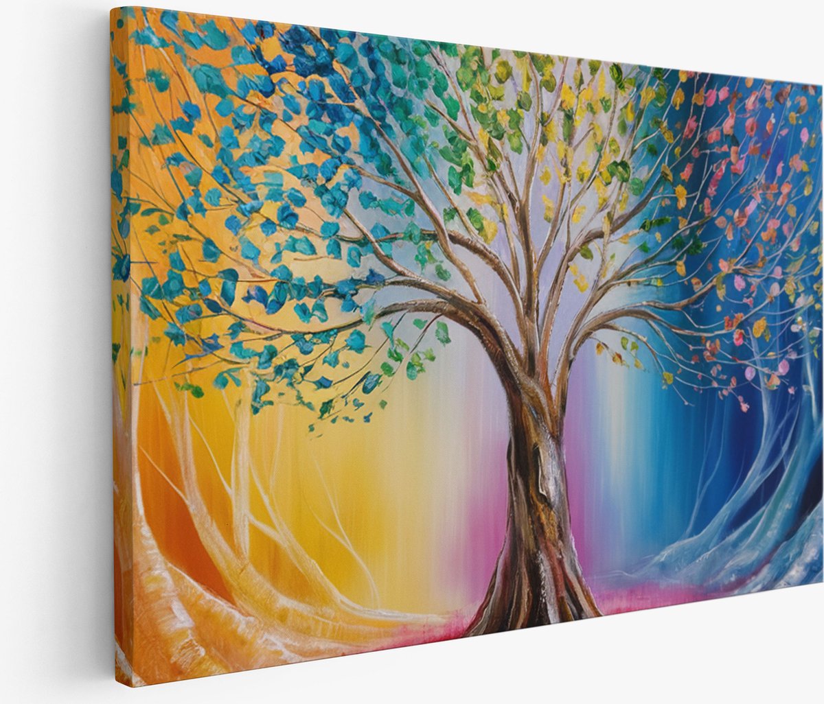 Saammp Muurcirkel Hout - Goud grijs penseelstreken - Abstract kunstwerk - Ø 90 - Wandcirkel - Wanddecoratie Cirkel - Muurdecoratie Woonkamer - Slaapkamer decoratie - Rond Schilderij