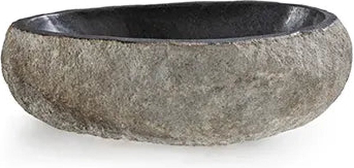 Riviersteen waskom ovaal grijs 45×40×15 cm – Torvigo