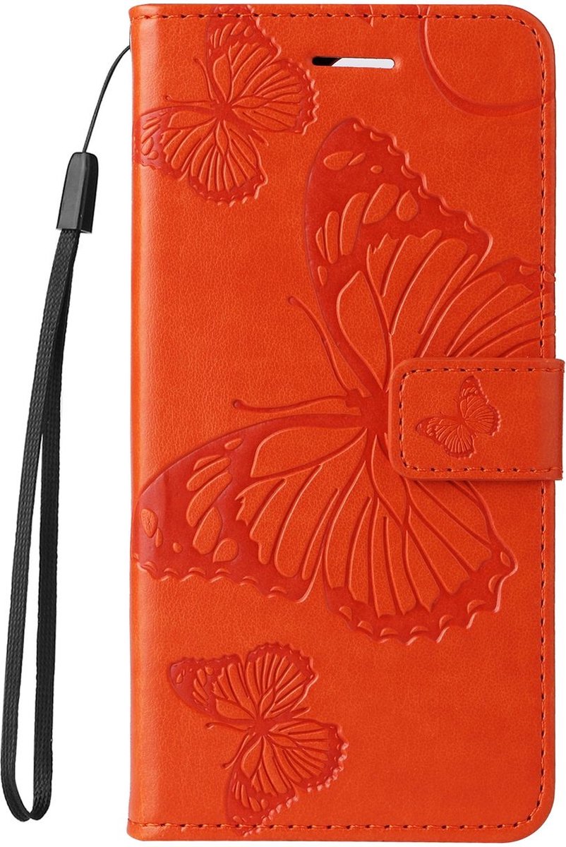 Mobigear Telefoonhoesje geschikt voor Xiaomi 14T Pro Hoesje | Mobigear Butterfly Bookcase Portemonnee | Pasjeshouder voor 2 Pasjes | Telefoonhoesje voor Pinpas / OV Kaart / Rijbewijs - Oranje