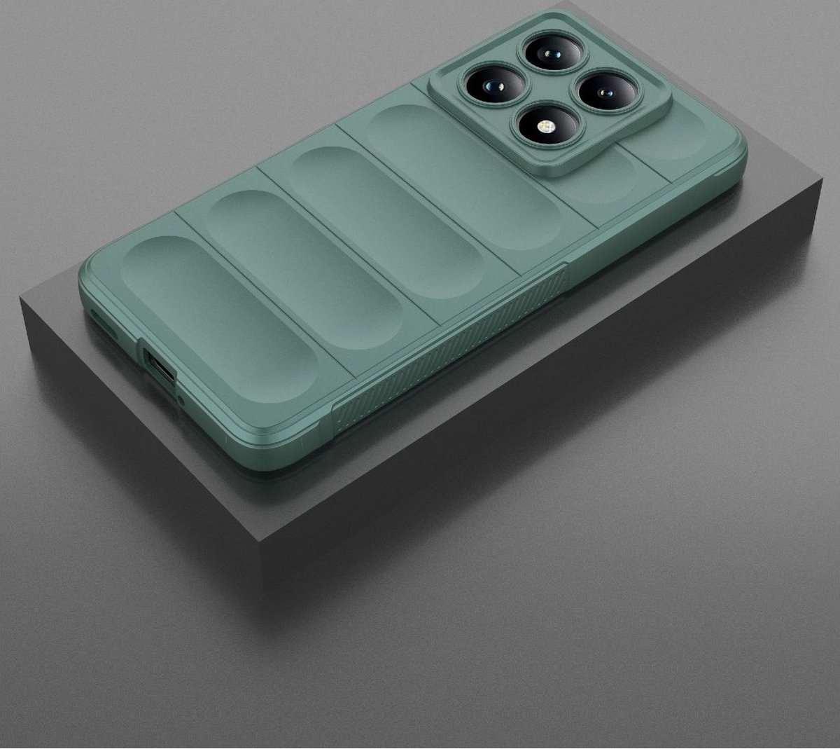 Mobigear Hoesje geschikt voor Xiaomi 14T Pro Telefoonhoesje Flexibel TPU | Mobigear Bumpy Backcover | 14T Pro Case | Back Cover - Groen