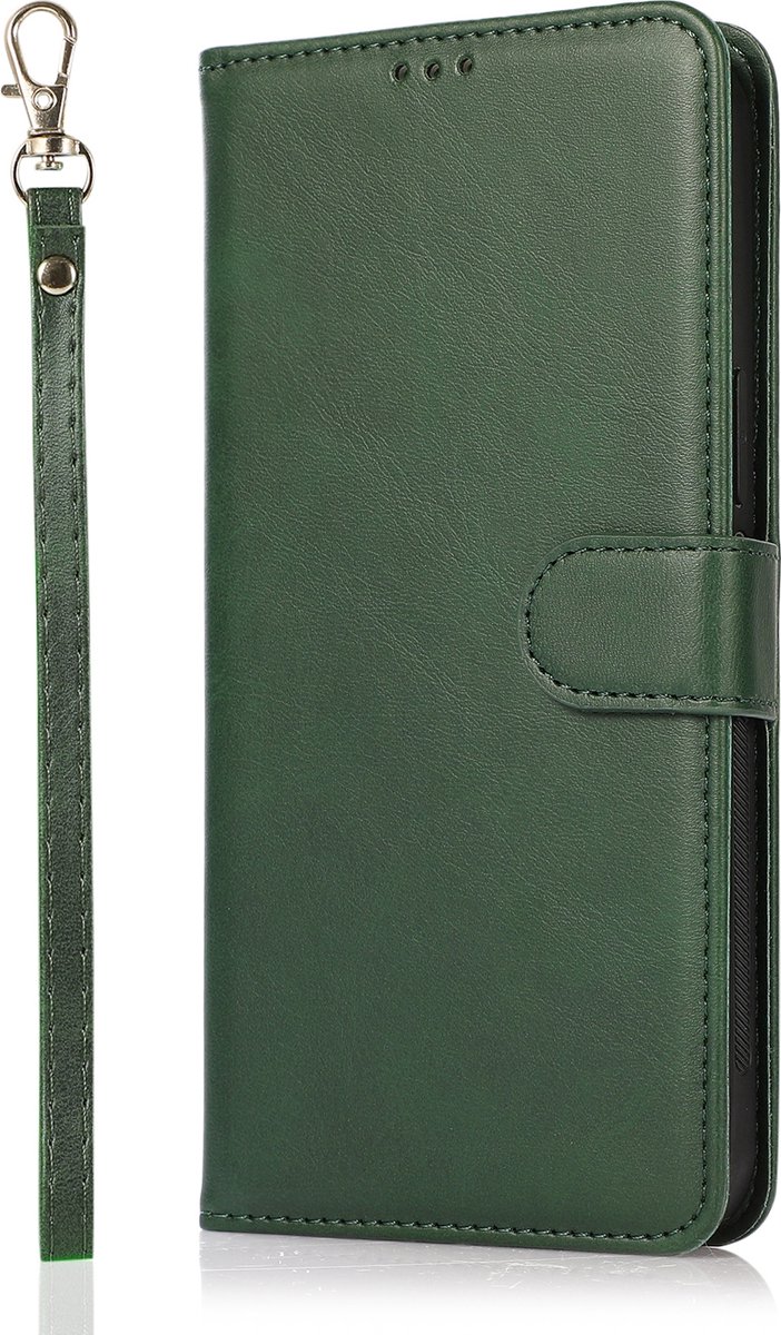 Mobigear Telefoonhoesje geschikt voor Apple iPhone 16 Pro Hoesje | Mobigear Wallet Uitneembare 2in1 Bookcase Portemonnee | Pasjeshouder voor 3 Pasjes | Telefoonhoesje voor Pinpas / OV Kaart / Rijbewijs - Groen