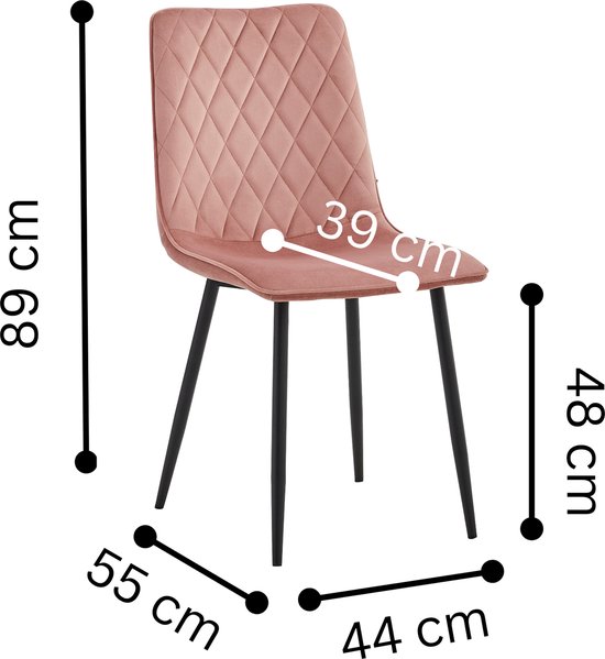 Colenis® - Chaises de salle à manger Elise - Lot de 6 - Rose - Velours - Industriel