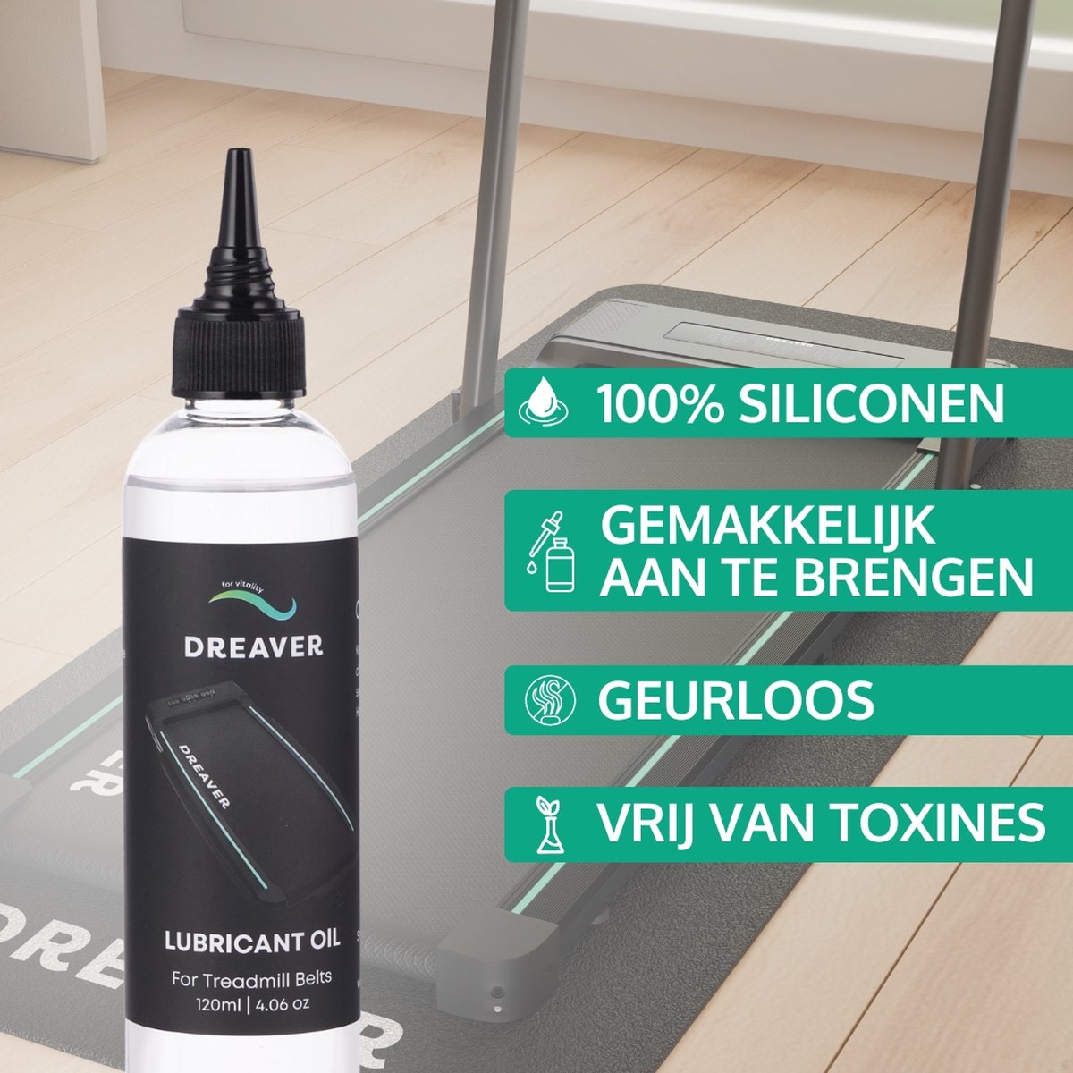 Afbeelding 2 van Dreaver - Smeerolie Voor Loopband - 100% pure silicone olie - 120ml