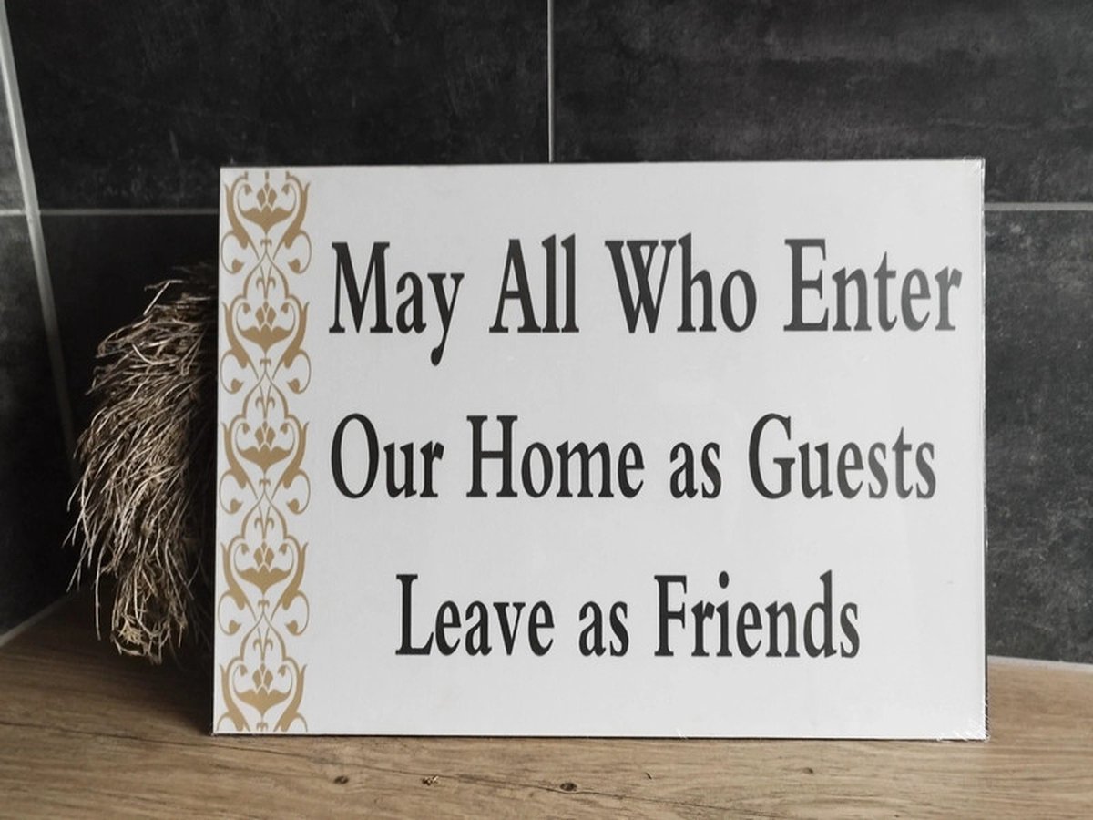 Metaal tekstbord may all who enter