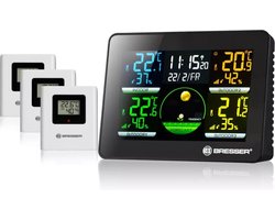BRESSER Weerstation - Thermo Hygro Quadro NLX - Thermo-/Hygrometer - 3 Buitensensoren
